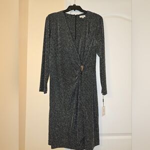 Calvin Klein cocktail dress,  size 18w, pewter sparkly, long sleeve, never worn